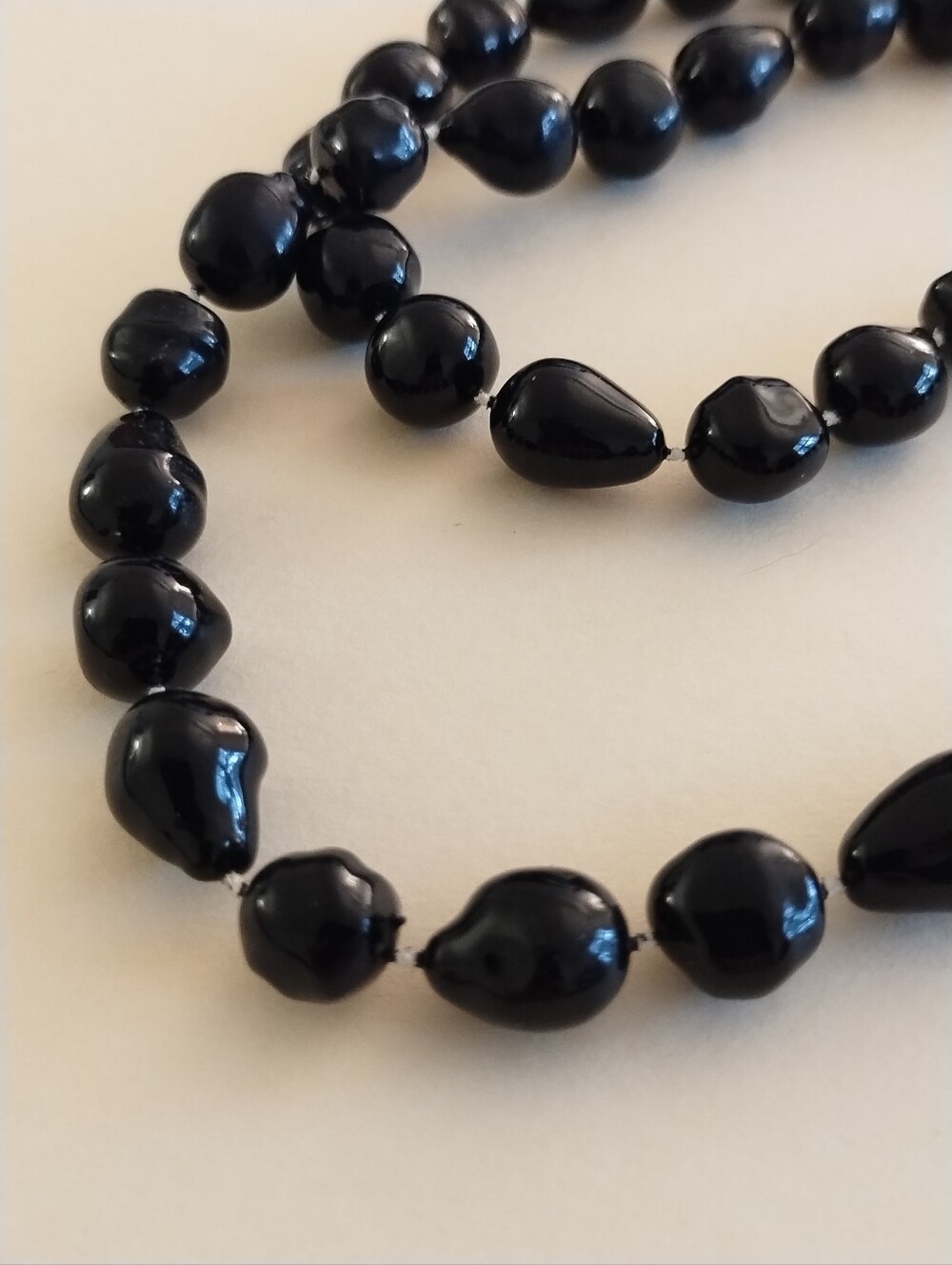 Vintage Necklace with Black Various Shaped Beads - Costume Jewlery